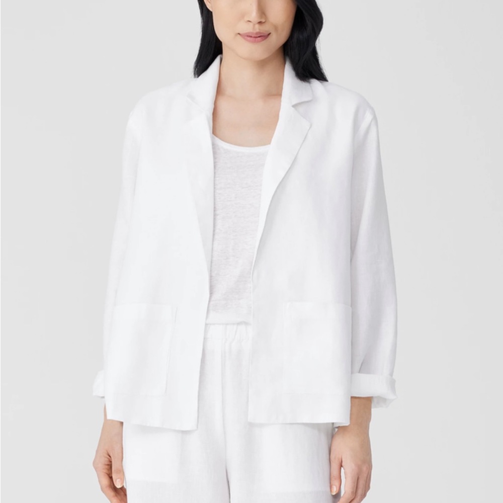 Eileen Fisher Organic Linen Notch Collar Jacket